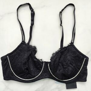 NWT INC INTERNATIONAL CONCEPTS EMBELLISHED LACE BRA IN DEEP BLACK SIZE SMALL